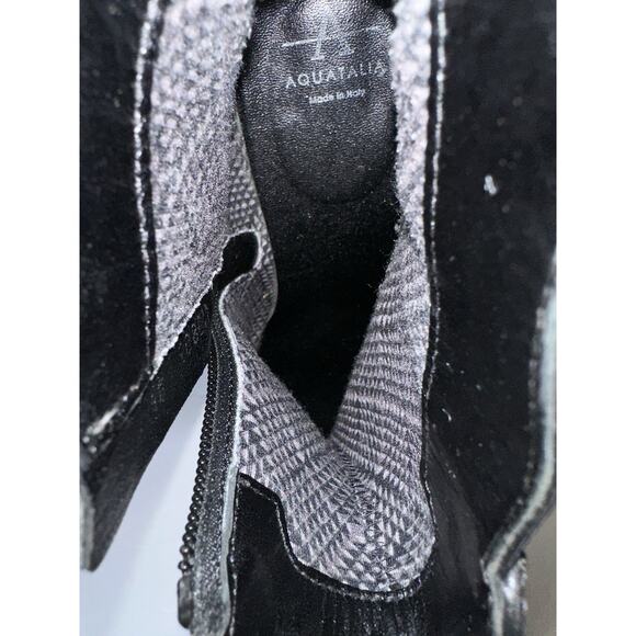 Aquatalia Orva Black Leather Ankle Boots Booties 8.5 Elastic Band Side Zip $450 - Picture 12 of 12